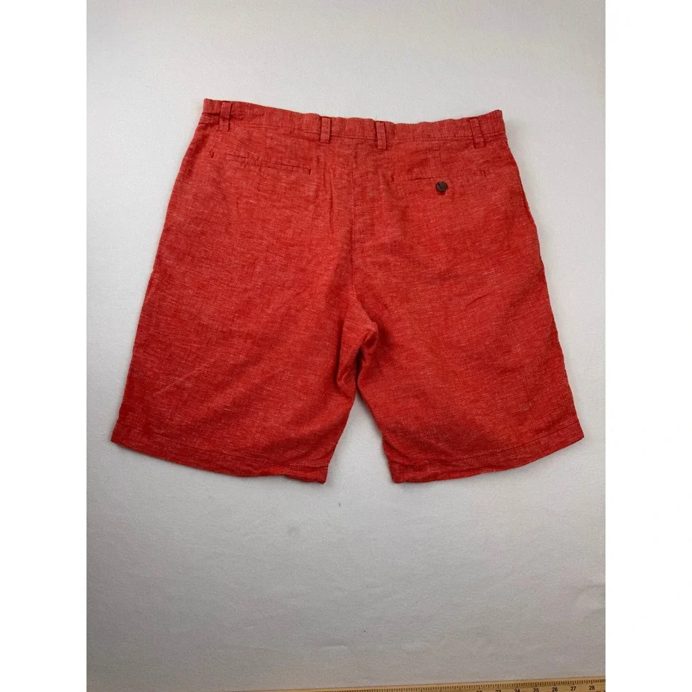 Banana Republic Men's Linen Blend Coral Orange Chino Shorts Size 35